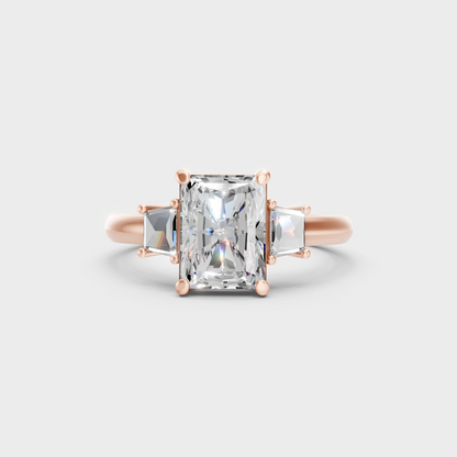 Classic 18K Rose Gold Engagement Ring With Radiant Lab Diamond