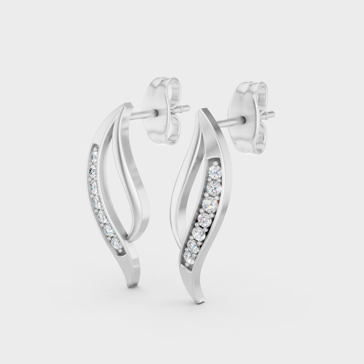 Hallmarked 14K White Gold Stud Earrings With 0.14 Carat Total Weight Lab Diamonds