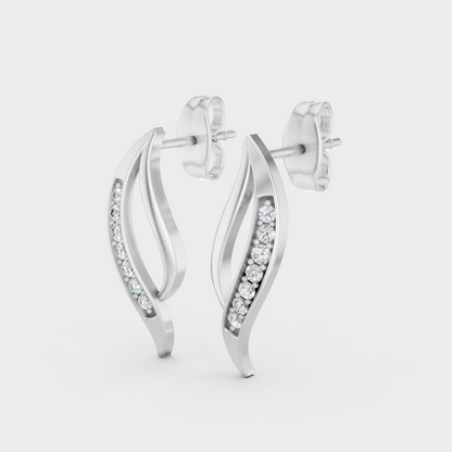 Hallmarked 14K White Gold Stud Earrings With 0.14 Carat Total Weight Lab Diamonds