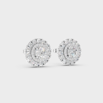 Sleek 18K White Gold Studs Featuring 1.12 Carat Each Round Lab Diamonds