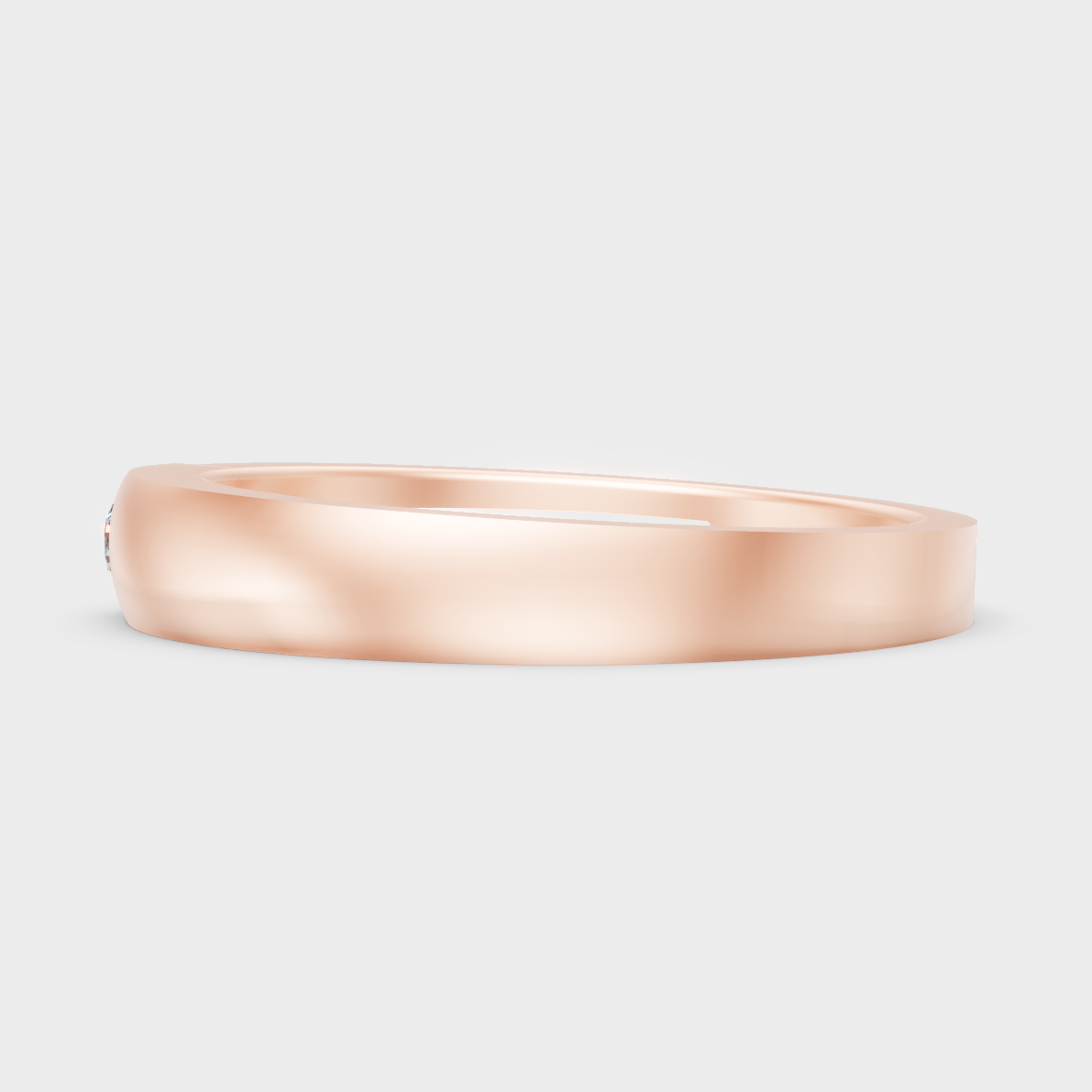 High-Polish Rose Gold 0.07 Carat Round Lab Diamond Men’s Ring For Subtle Sparkle