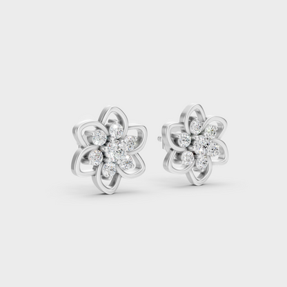 Sleek 18K White Gold Studs Featuring 0.09 Carat Each Round Lab Diamonds 