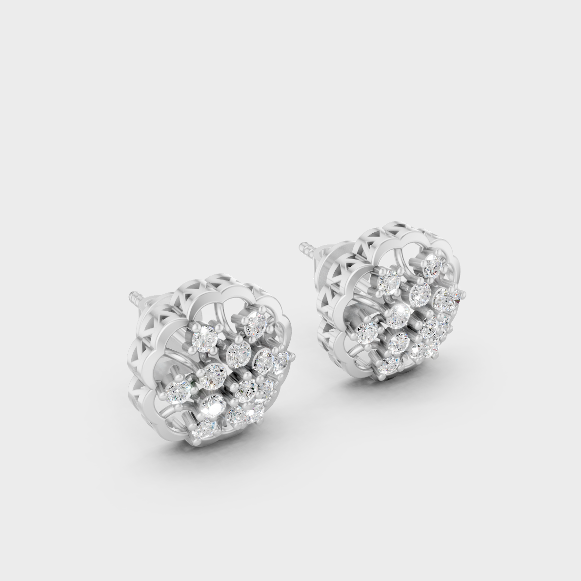 GLI Certified 0.91 Ct TW Round-Cut Lab-Grown Diamond Stud Earrings In 14K White Gold