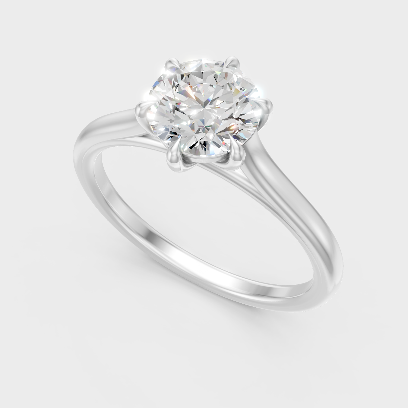 Sleek 18K White Gold Engagement Ring Featuring A Brilliant Round Lab Diamond