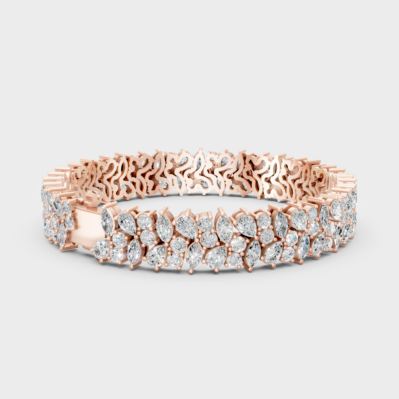 Hallmark Gold Multi Shape Lab-Grown Diamond Bracelet Rose Gold