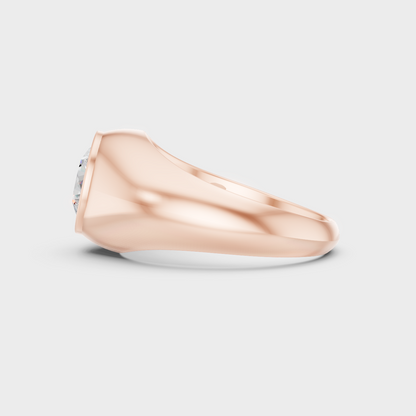 High-Polish Rose Gold Round Lab Diamond Men’s Ring For Bold Sparkle