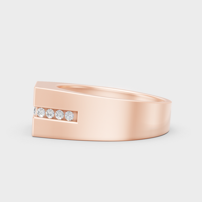 High-Polish Rose Gold 0.68 Carat Round Lab Diamond Men’s Ring For Bold Sparkle