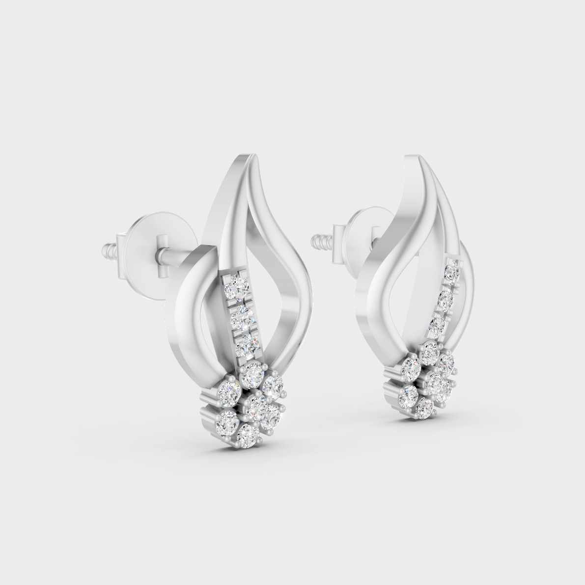 Sleek 18K White Gold Studs Featuring 0.10 Carat Each Round Lab Diamonds 