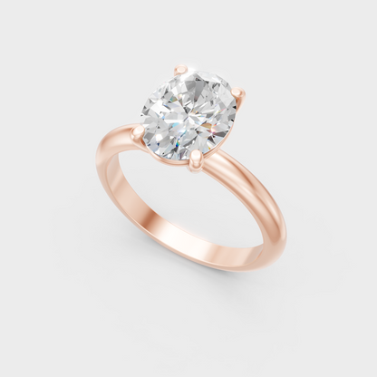 Romantic 18K Rose Gold Engagement Ring With Oval Lab Diamond