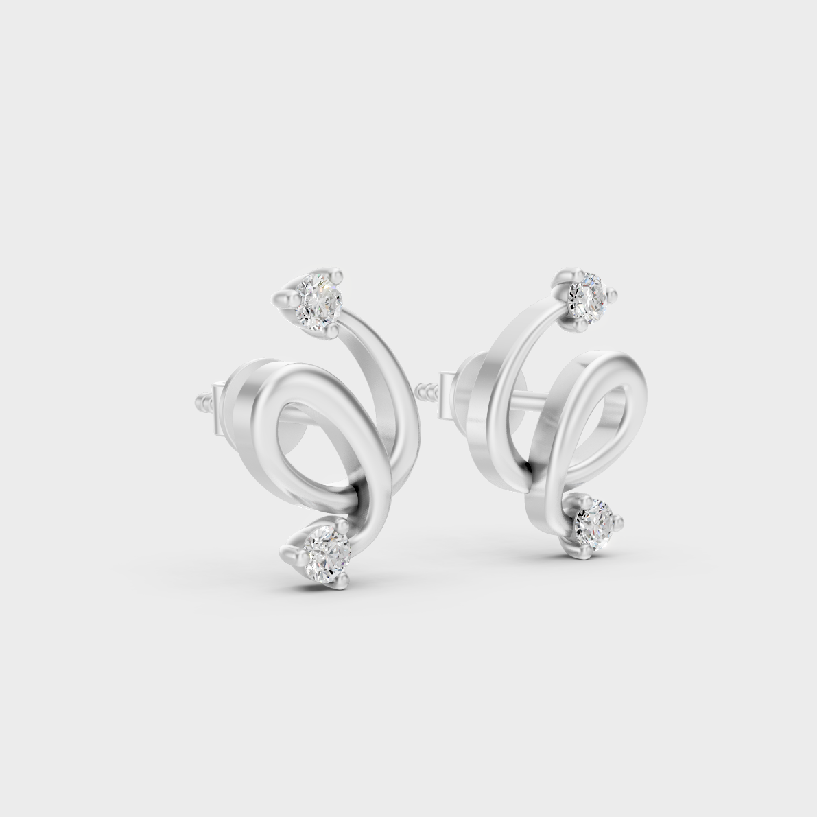 Sleek 18K White Gold Studs Featuring 0.04 Carat Each Round Lab Diamonds 