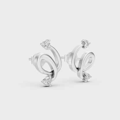 Sleek 18K White Gold Studs Featuring 0.04 Carat Each Round Lab Diamonds 
