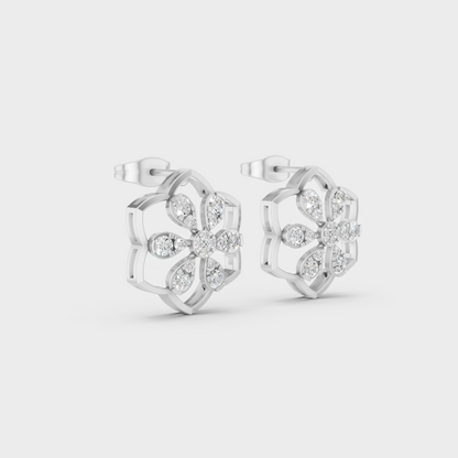 Sleek 18K White Gold Studs Featuring 0.35 Carat Each Round Lab Diamonds