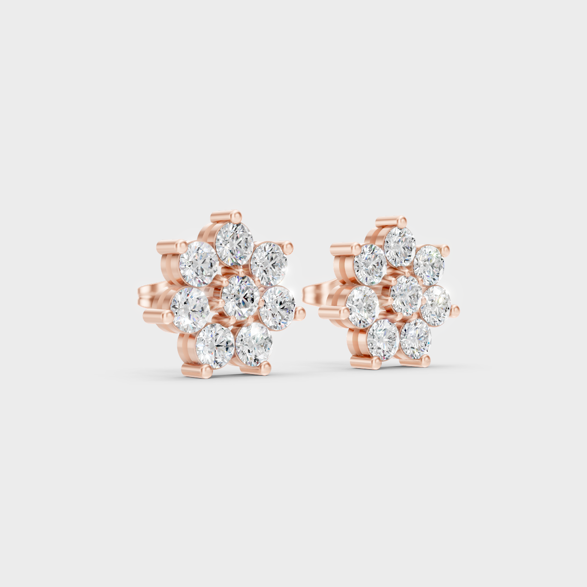 9K Rose Gold Round-Cut Lab-Grown Diamond Earrings With Hallmark Quality