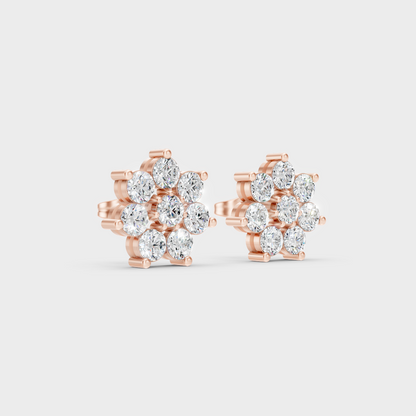 9K Rose Gold Round-Cut Lab-Grown Diamond Earrings With Hallmark Quality