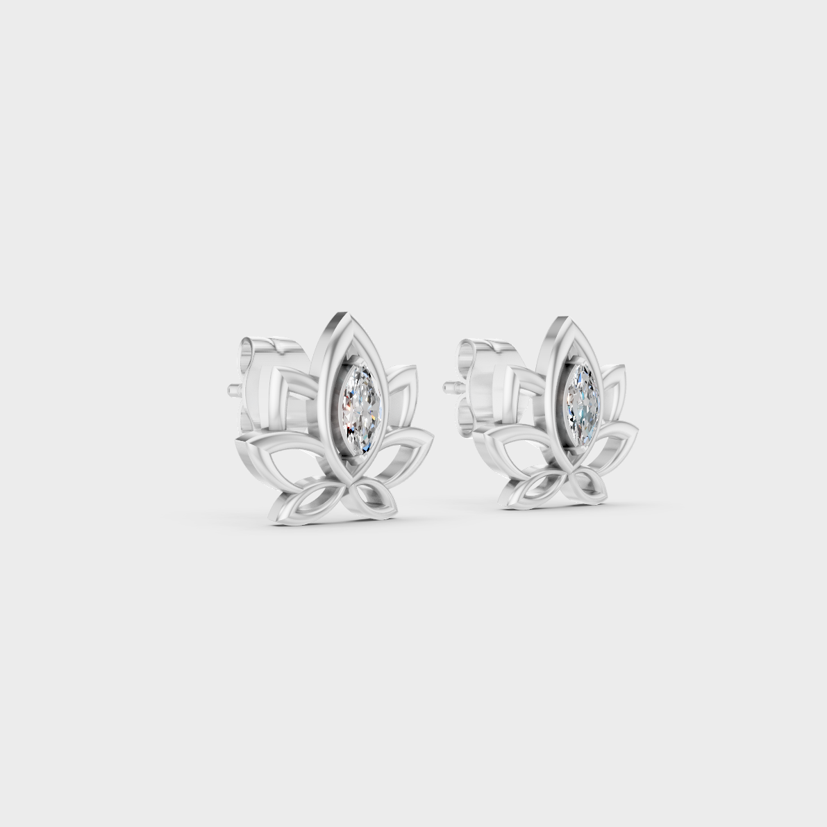 Sleek 18K White Gold Studs Featuring 0.15 Carat Each Marquise Lab Diamonds
