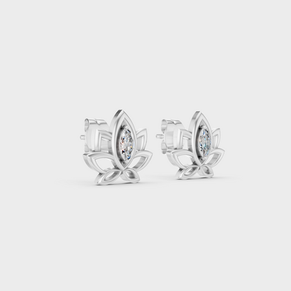 Sleek 18K White Gold Studs Featuring 0.15 Carat Each Marquise Lab Diamonds