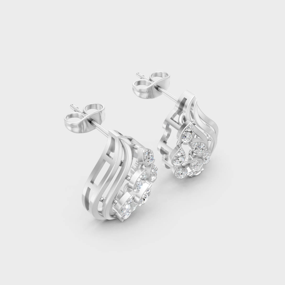 Sleek 18K White Gold Studs Featuring 0.25 Carat Each Round Lab Diamonds