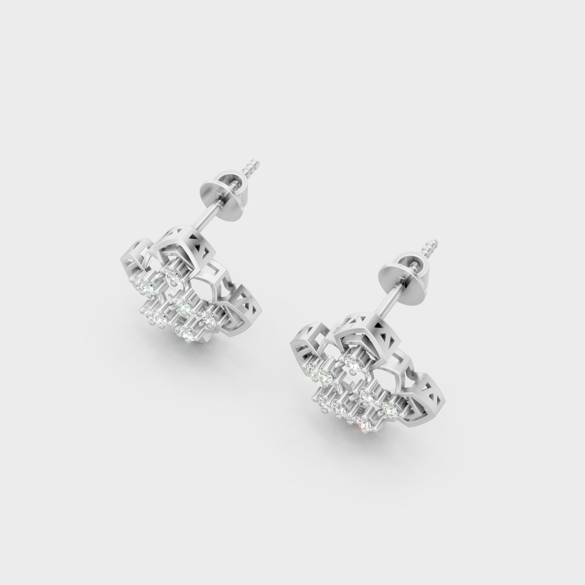 High-Polish 950 Platinum Round Lab Diamond Earrings For Refined Brilliance
