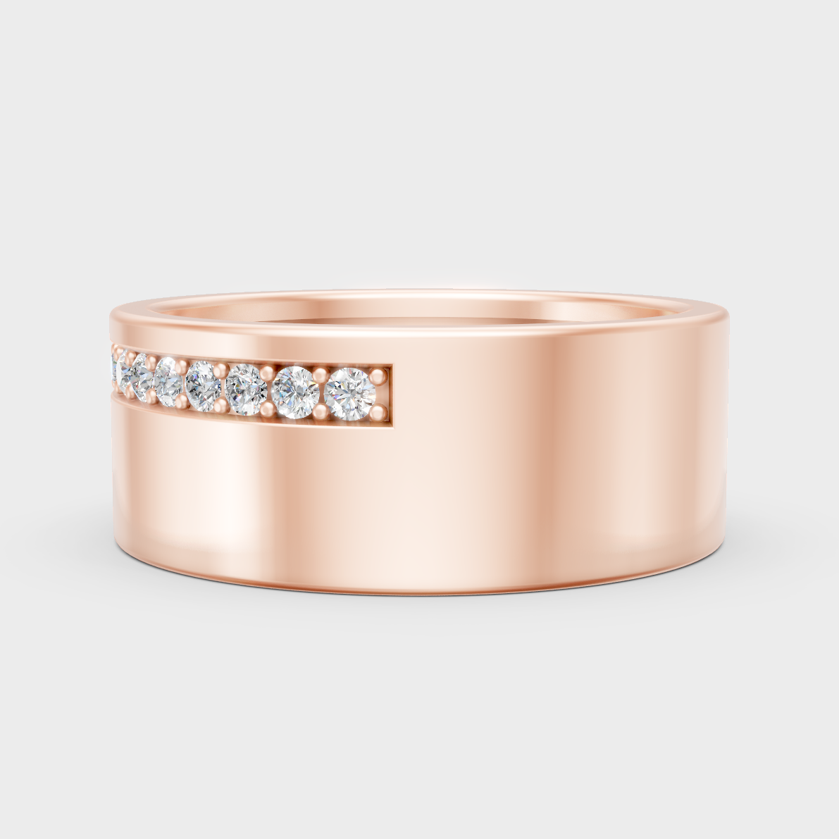  High-Polish Rose Gold 0.27 Carat Round Lab Diamond Men’s Ring For Subtle Sparkle