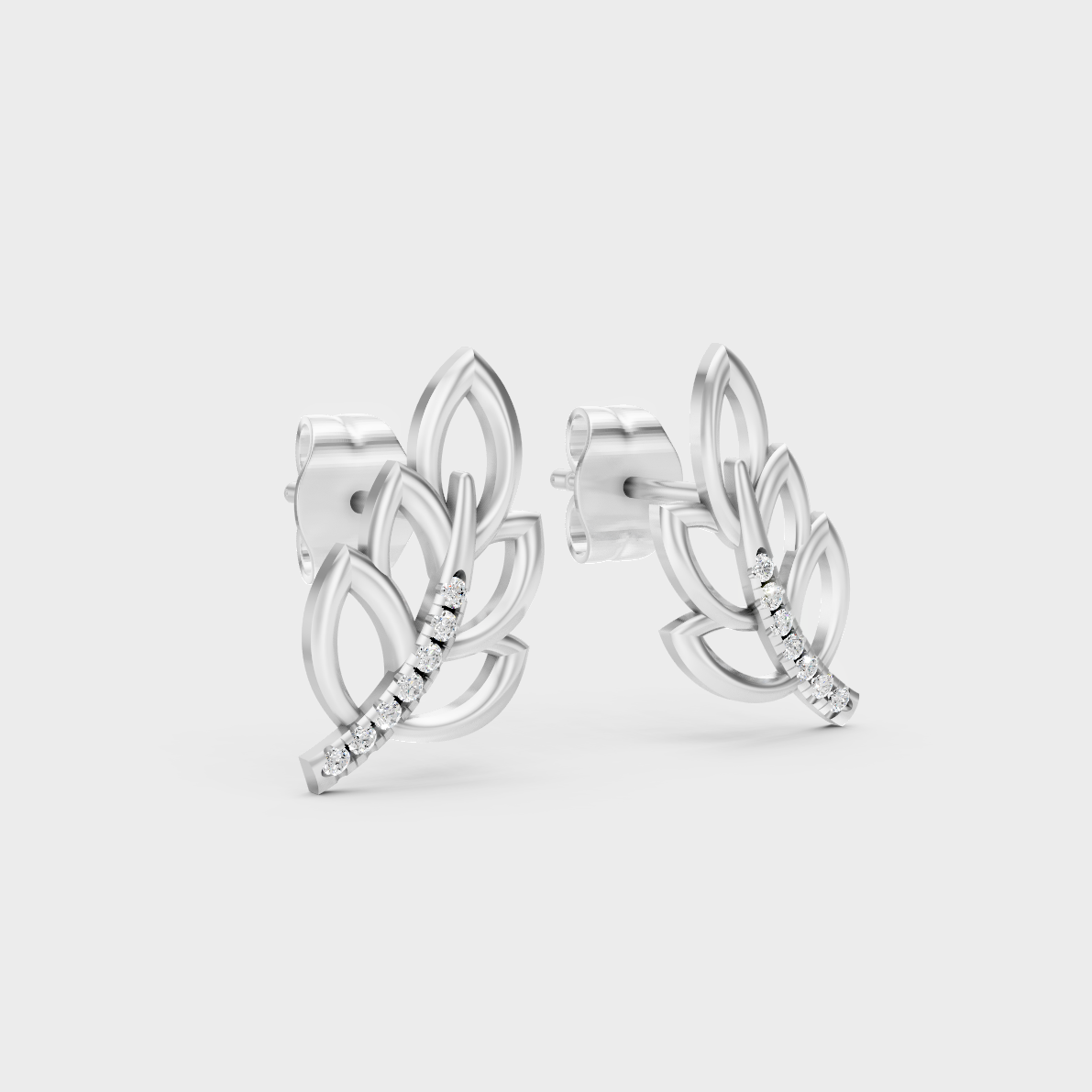 Sleek 18K White Gold Studs Featuring 0.04 Carat Each Round Lab Diamonds