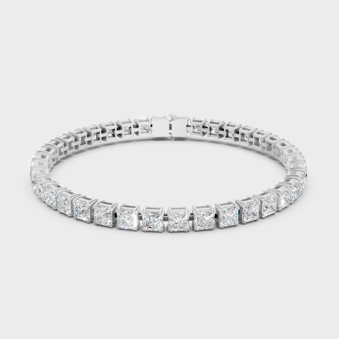 Elegant Princess Cut Diamond Bracelet Platinum