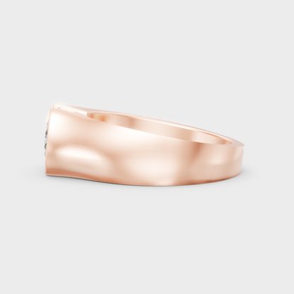 High-Polish Rose Gold 1.50 Carat Round Lab Diamond Men’s Ring For Bold Sparkle
