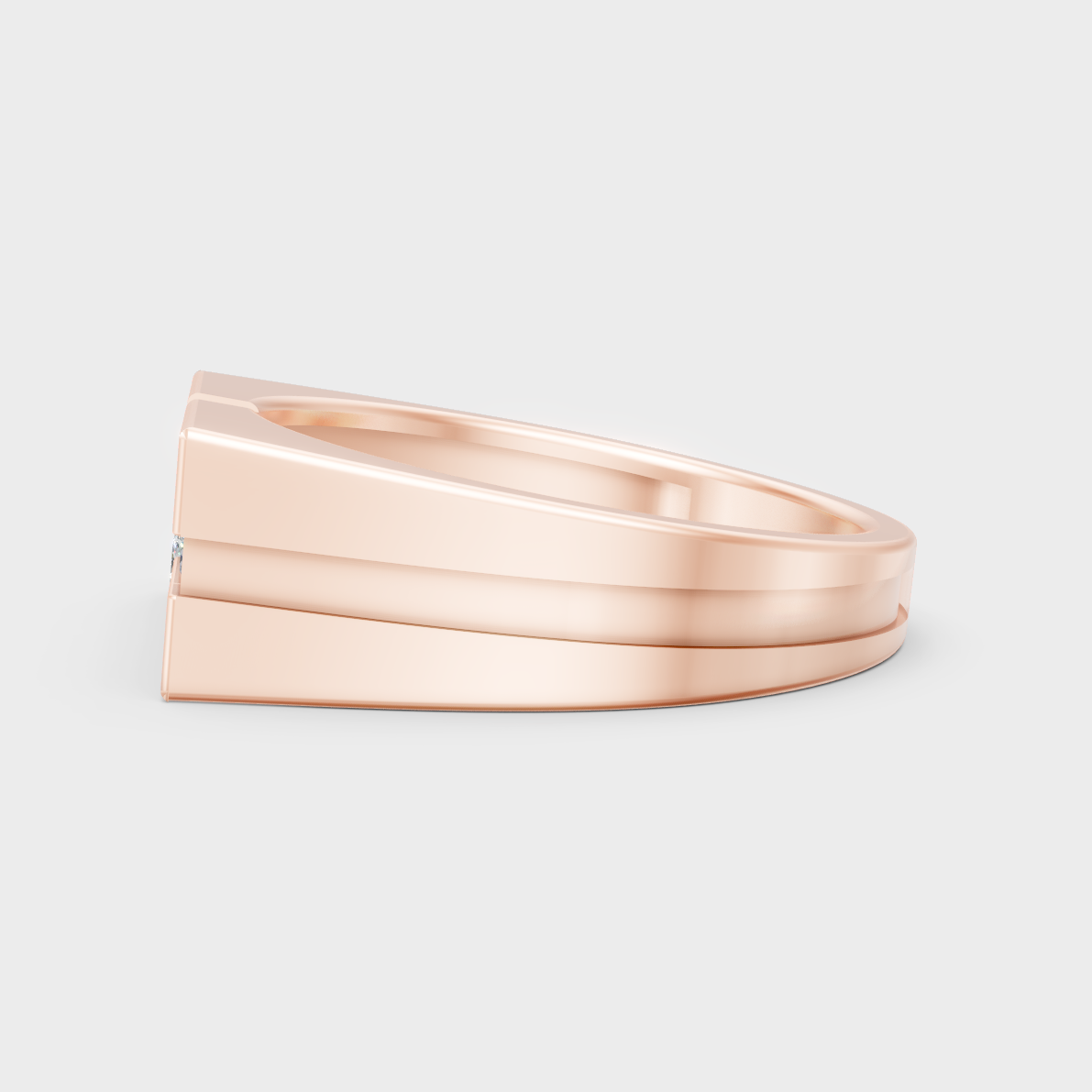 High-Polish Rose Gold 0.22 Carat Mixed-Cut Lab Diamond Men’s Ring For Subtle Sparkle