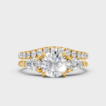 Certified Round-Cut Lab-Grown Diamond Bridal Set In 18K Yellow Gold