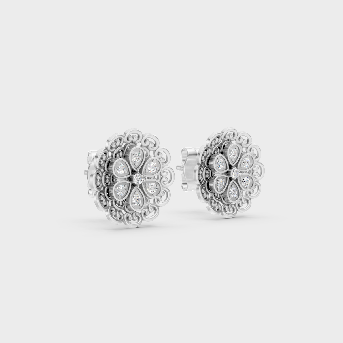 Sleek 18K White Gold Studs Featuring 0.06 Carat Each Round Lab Diamonds 