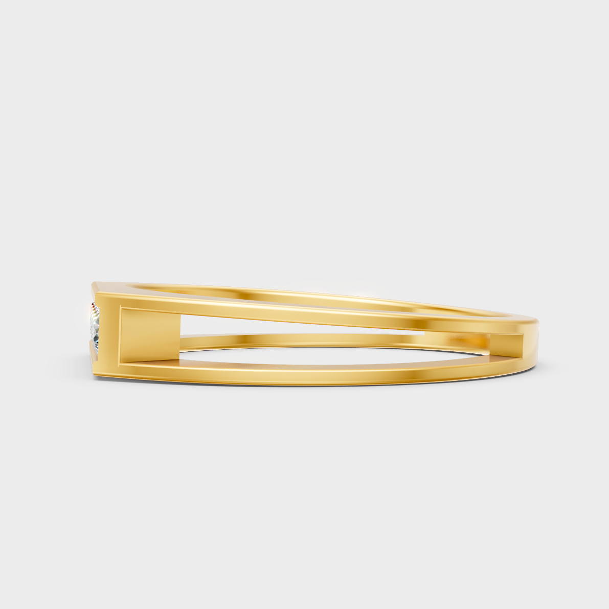 Radiant Yellow Gold Men’s Statement Band With Certified 0.25Ct Round Solitaire