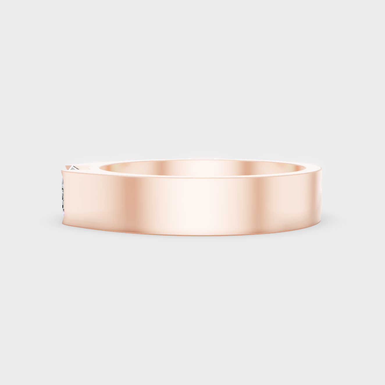 High-Polish Rose Gold Emerald Lab Diamond Men’s Ring For Bold Geometric Sparkle