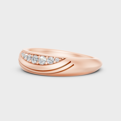  High-Polish Rose Gold 0.14 Carat Round Lab Diamond Men’s Ring For Subtle Sparkle