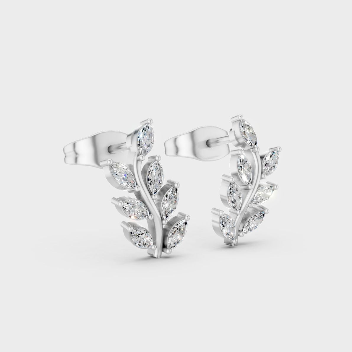 Sleek 18K White Gold Studs Featuring 0.17 Carat Each Marquise Lab Diamonds 