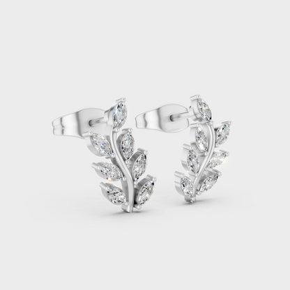Sleek 18K White Gold Studs Featuring 0.17 Carat Each Marquise Lab Diamonds 