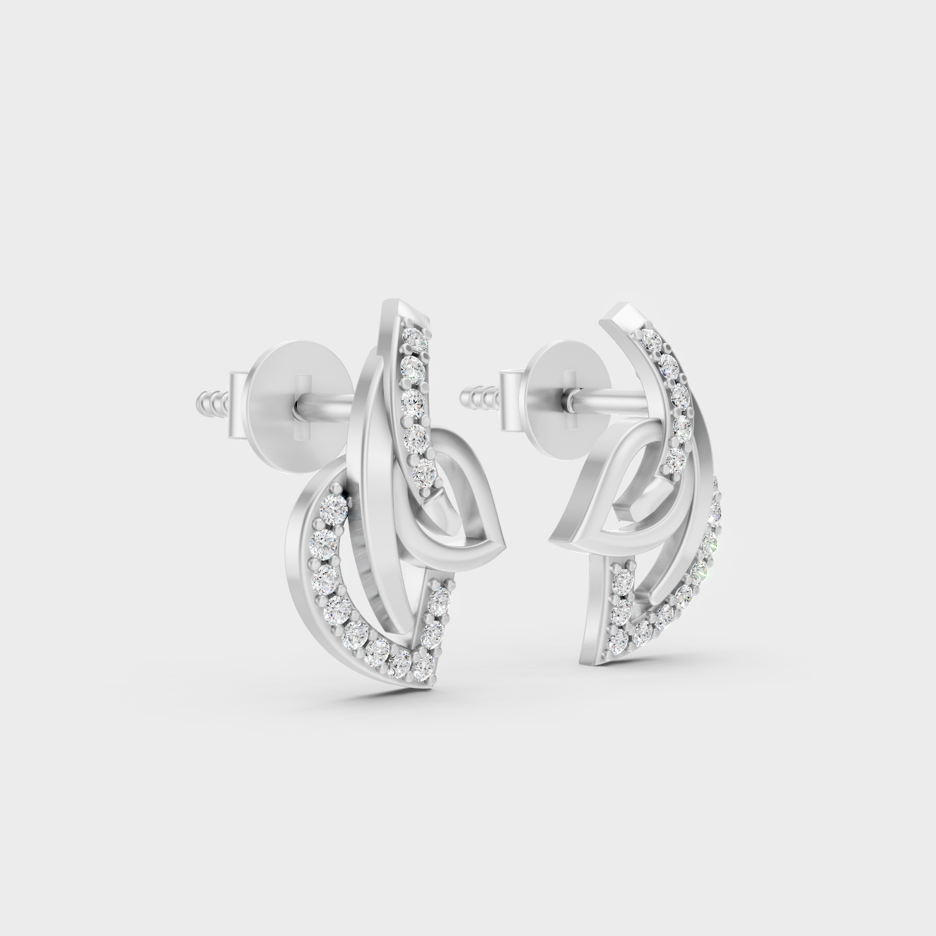 Sleek 18K White Gold Studs Featuring 0.06 Carat Each Round Lab Diamonds