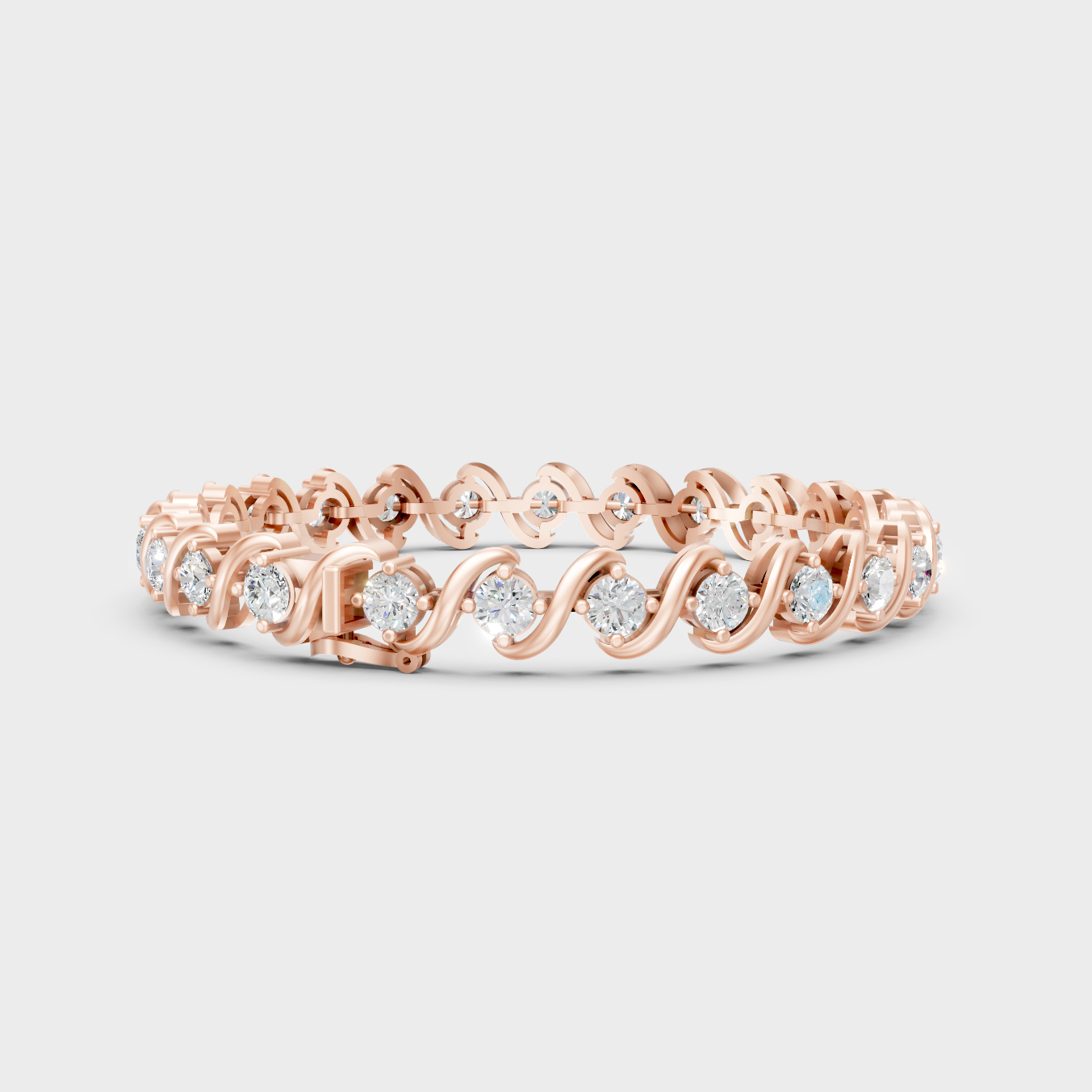 Brilliant Round Diamond Tennis Bracelet Rose Gold