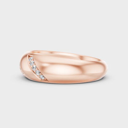 High-Polish Rose Gold 0.15 Carat Round Lab Diamond Men’s Ring For Subtle Sparkle