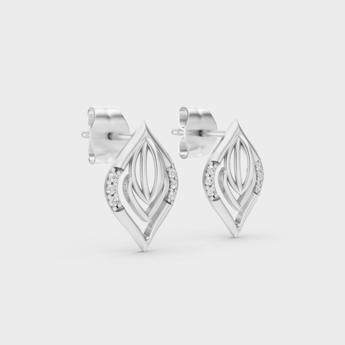 Sleek 18K White Gold Studs Featuring 0.03 Carat Each Round Lab Diamonds