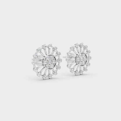Sleek 18K White Gold Studs Featuring 0.35 Carat Each Round Lab Diamonds