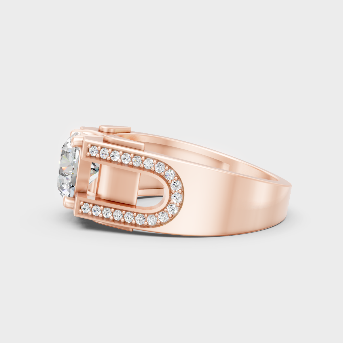  High-Polish Rose Gold 1.69 Carat Round Lab Diamond Men’s Ring For Bold Sparkle