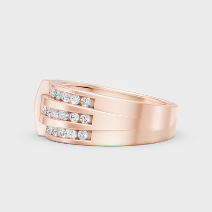  9K Rose Gold Round-Shaped Lab-Grown Diamond Men’s Ring For Ethical Luxury