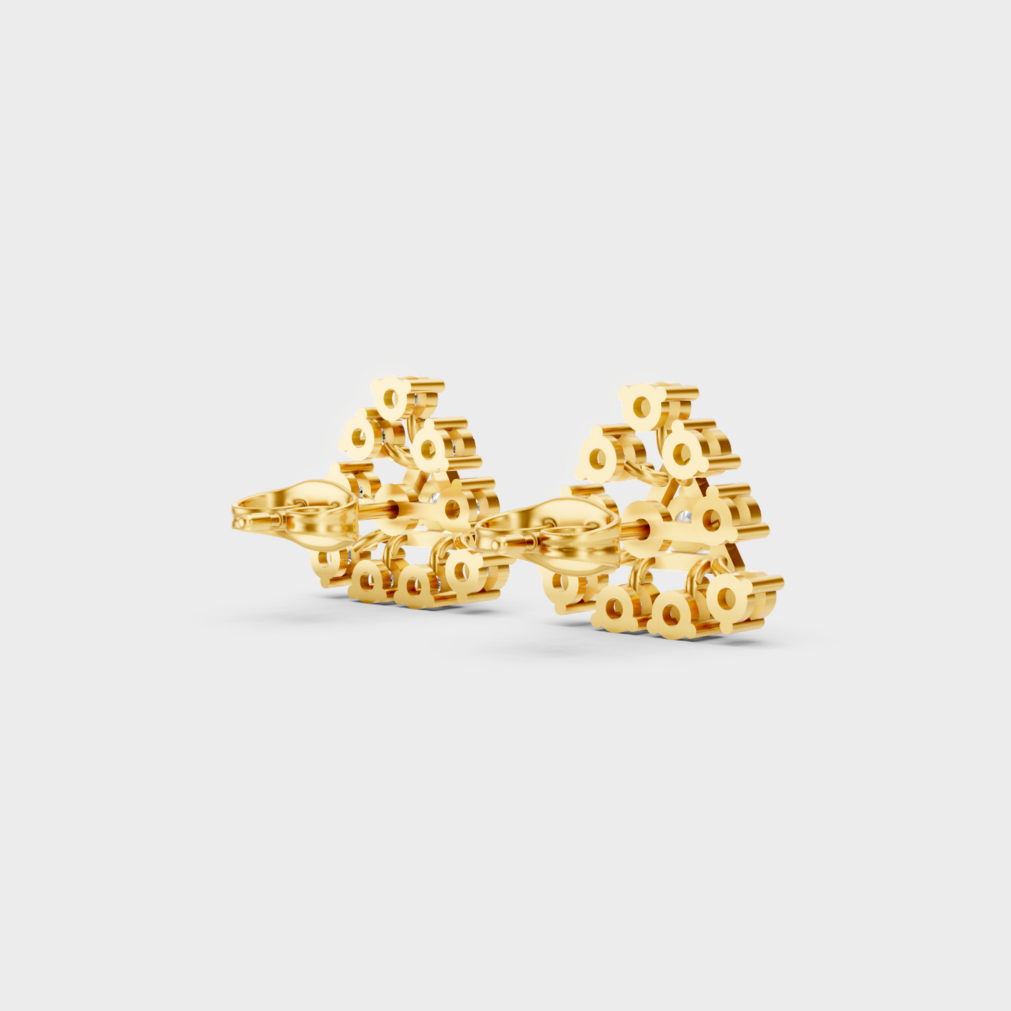 Hallmarked 18K Yellow Gold Stud Earrings With Brilliant Round Lab Diamonds