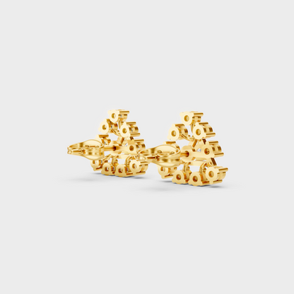 Hallmarked 18K Yellow Gold Stud Earrings With Brilliant Round Lab Diamonds