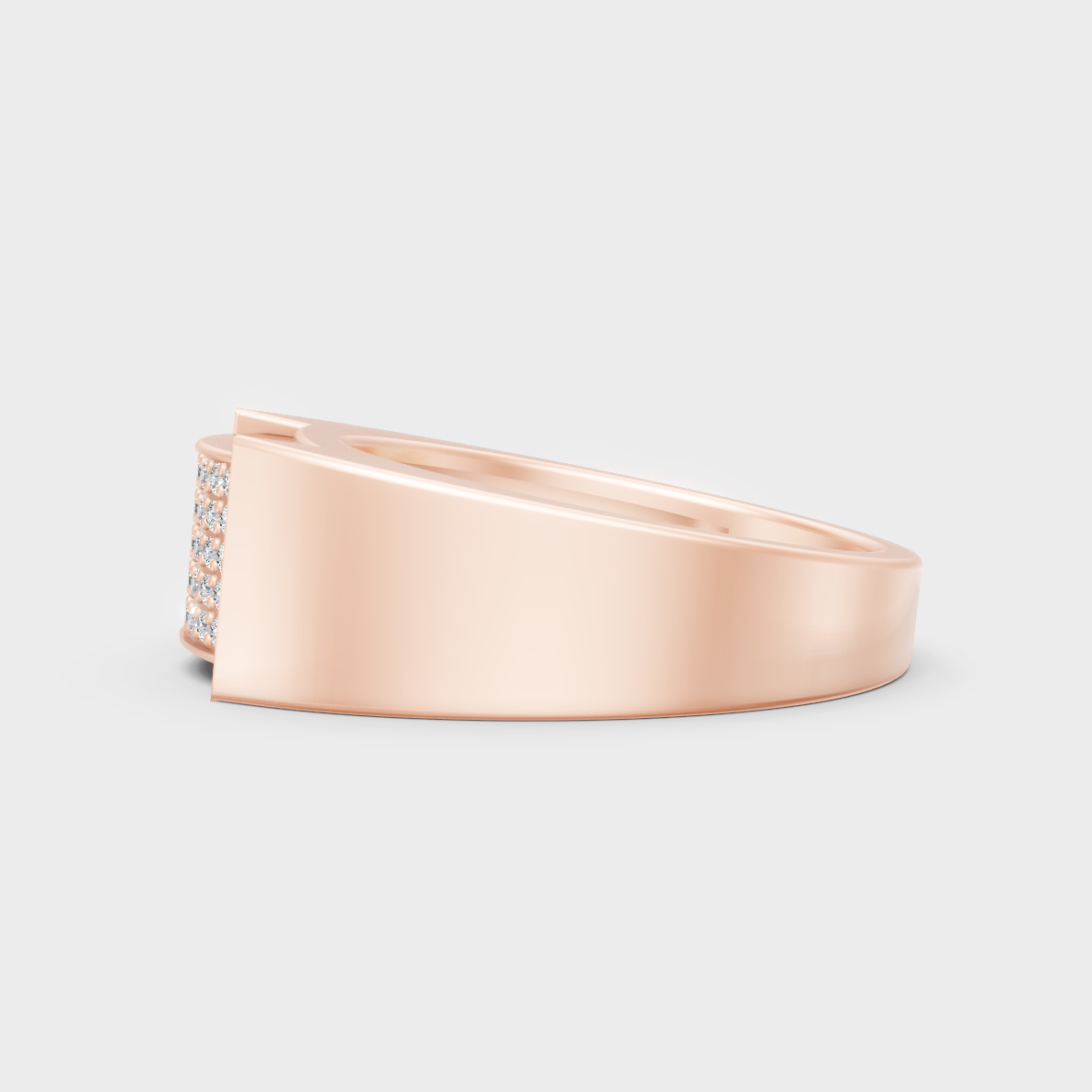  High-Polish Rose Gold 0.25 Carat Round Lab Diamond Men’s Ring For Subtle Sparkle