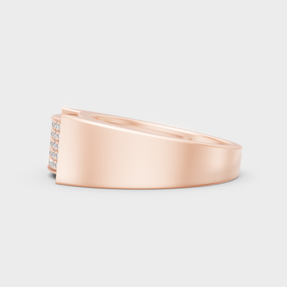  High-Polish Rose Gold 0.25 Carat Round Lab Diamond Men’s Ring For Subtle Sparkle