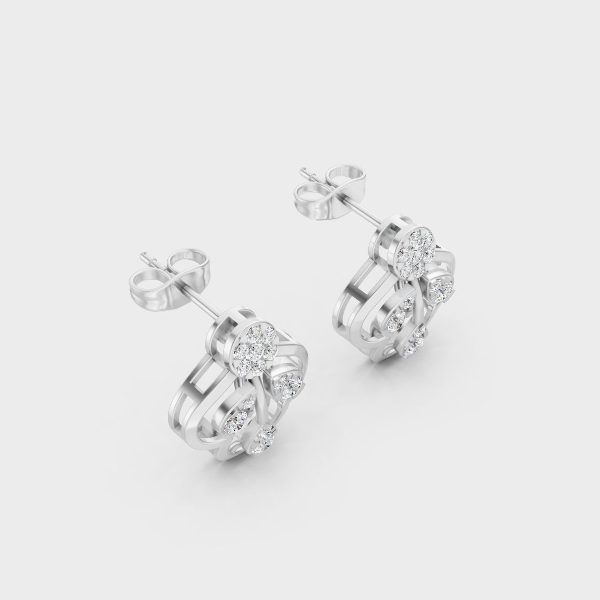 Sleek 18K White Gold Studs Featuring 0.28 Carat Each Round Lab Diamonds