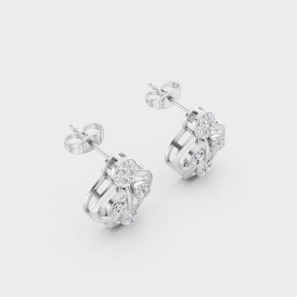Sleek 18K White Gold Studs Featuring 0.28 Carat Each Round Lab Diamonds