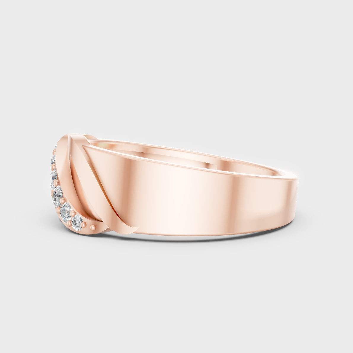  High-Polish Rose Gold 0.27 Carat Round Lab Diamond Men’s Ring For Subtle Sparkle