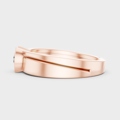 High-Polish Rose Gold 0.50 Carat Round Lab Diamond Men’s Ring For Bold Sparkle