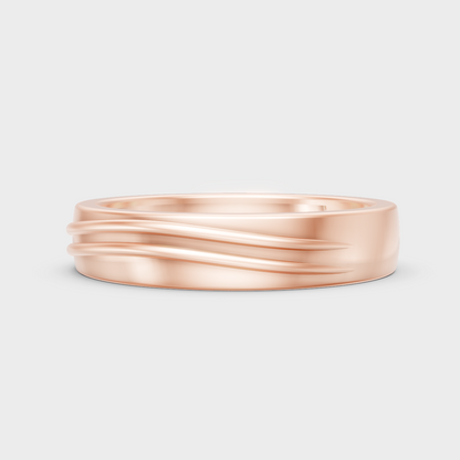  High-Polish Rose Gold 0.04 Carat Round Lab Diamond Men’s Ring For Subtle Sparkle